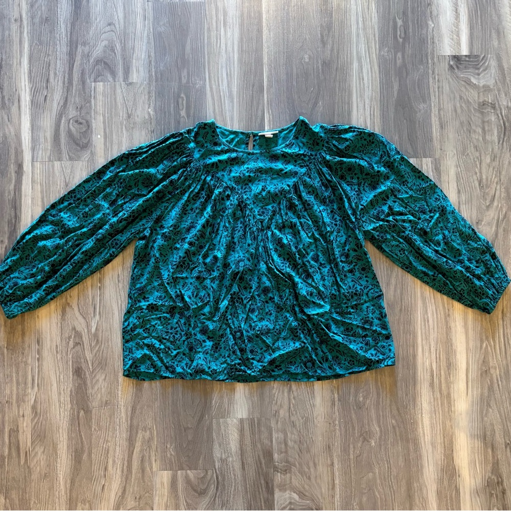 Knox Rose Teal Blouse XXL